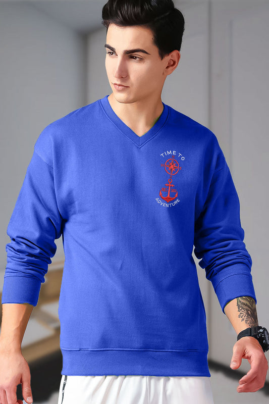 Polo Republica Men's Time To Adventure Embroidered V-Neck Sweat Shirt