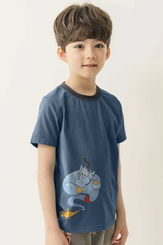 Polo Republica Kid's Genie Printed Contrast Neck Tee Shirt