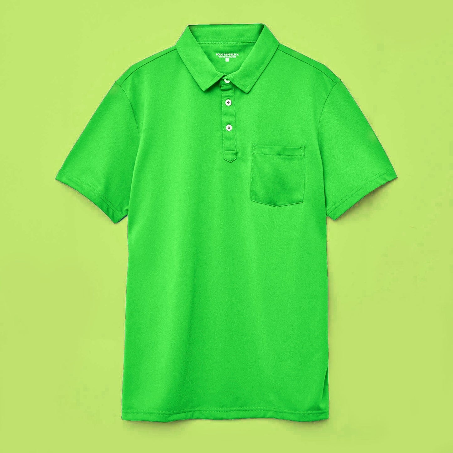 Polo Republica Men's Essentials Tailored Collar Pocket Polo Shirt Lime