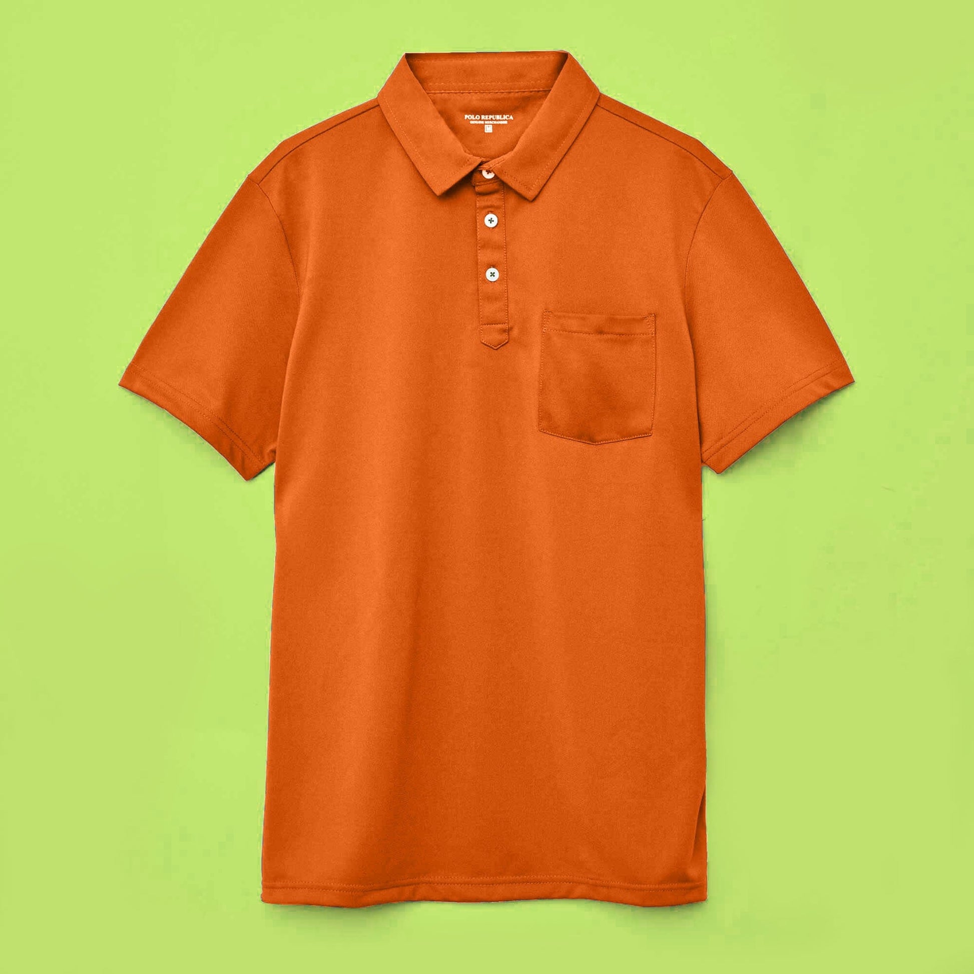 Polo Republica Men's Essentials Tailored Collar Pocket Polo Shirt Orange