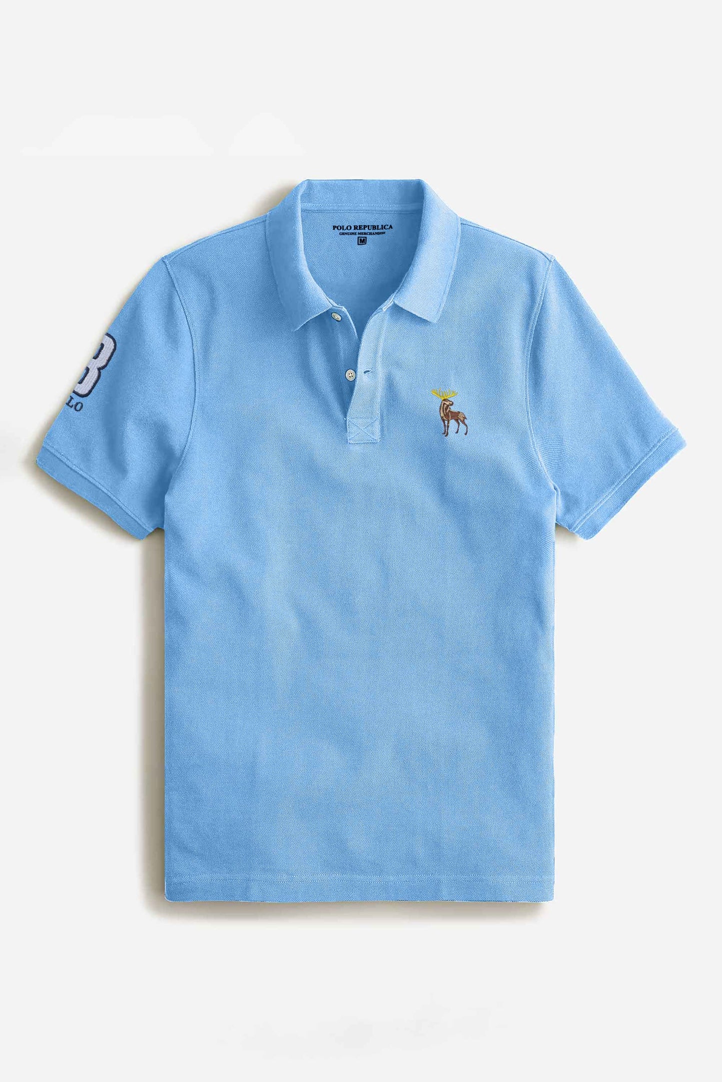 Polo Republica Men's Moose & 3 Polo Embroidered Short Sleeve Polo Shirt