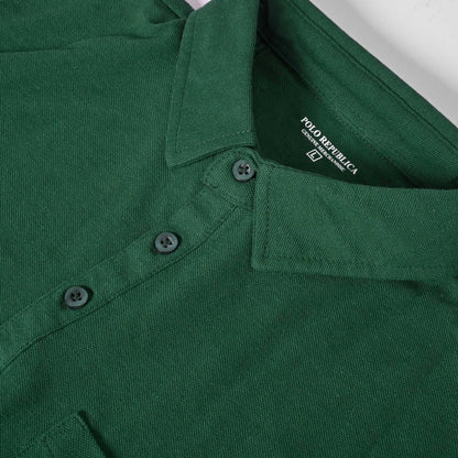 Polo Republica Men's Essentials Tailored Collar Pocket Polo Shirt Bottle Green