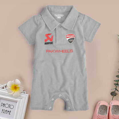 Polo Republica PakWheels Ducati Printed Baby Romper Romper Polo Republica Steel Grey 0-3 Months 