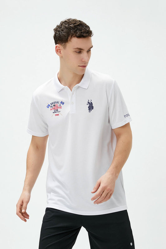 Polo Republica Men's Twin Pony & Flag Embroidered Short Sleeve Polo Shirt