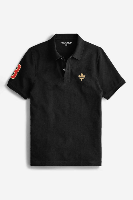 Polo Republica Men's Maple Leaf & 3 Embroidered Short Sleeve Polo Shirt