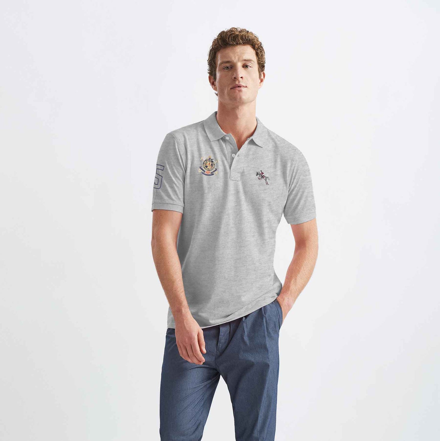 Polo Republica Men's Pony Crest & 5 Embroidered Short Sleeve Polo Shirt
