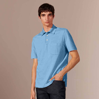 Polo Republica Men's Essentials Tailored Collar Pocket Polo Shirt Sky