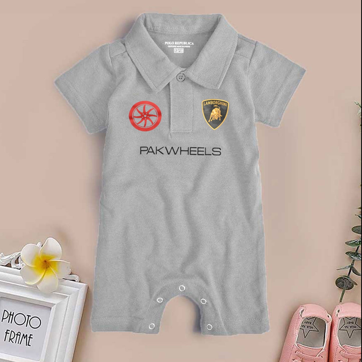 Polo Republica Lamborghini Printed Short Sleeve Baby Romper