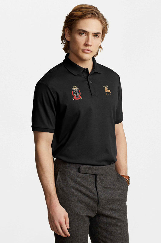 Polo Republica Men's Moose & Crest 3 Embroidered Short Sleeve Polo Shirt