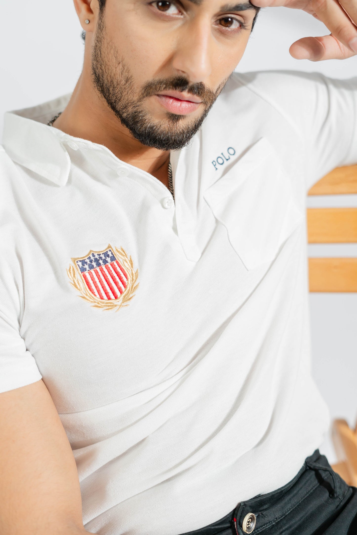 Polo Republica Men's US Crest & Polo Embroidered Pocket Polo Shirt