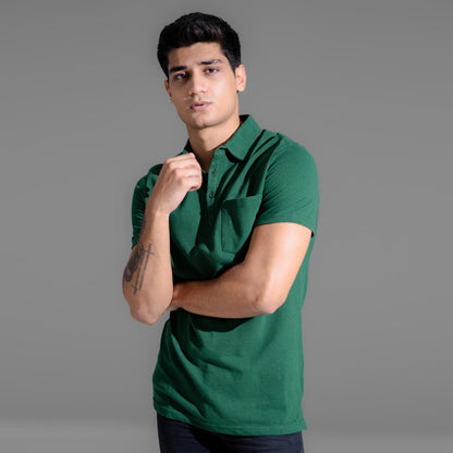 Polo Republica Men's Essentials Tailored Collar Pocket Polo Shirt