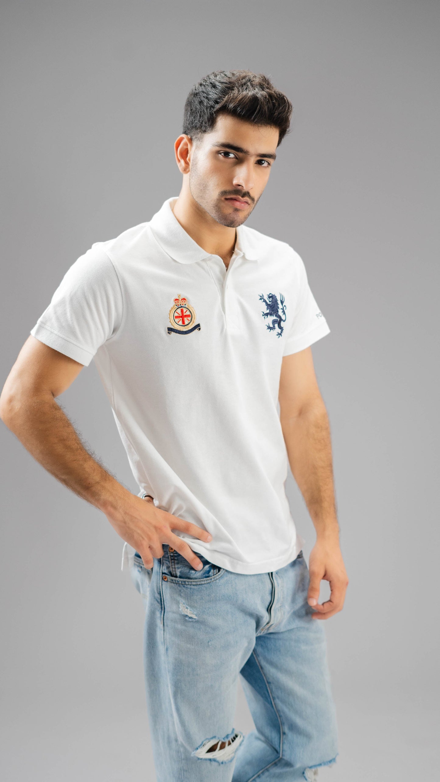 Polo Republica Men's Lion Polo & Crest Embroidered Short Sleeve Polo Shirt