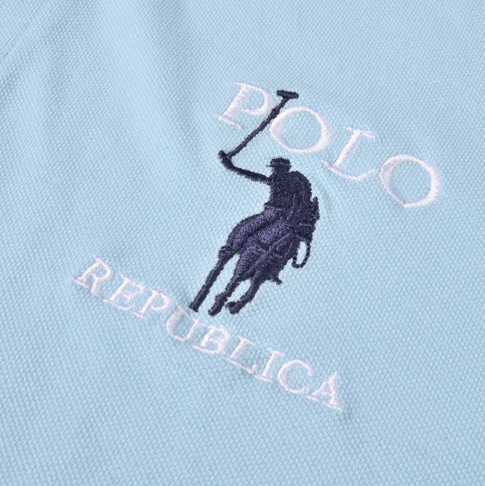 Polo Republica Men's Logo & 2 Flag Crest Embroidered Short Sleeve Polo Shirt