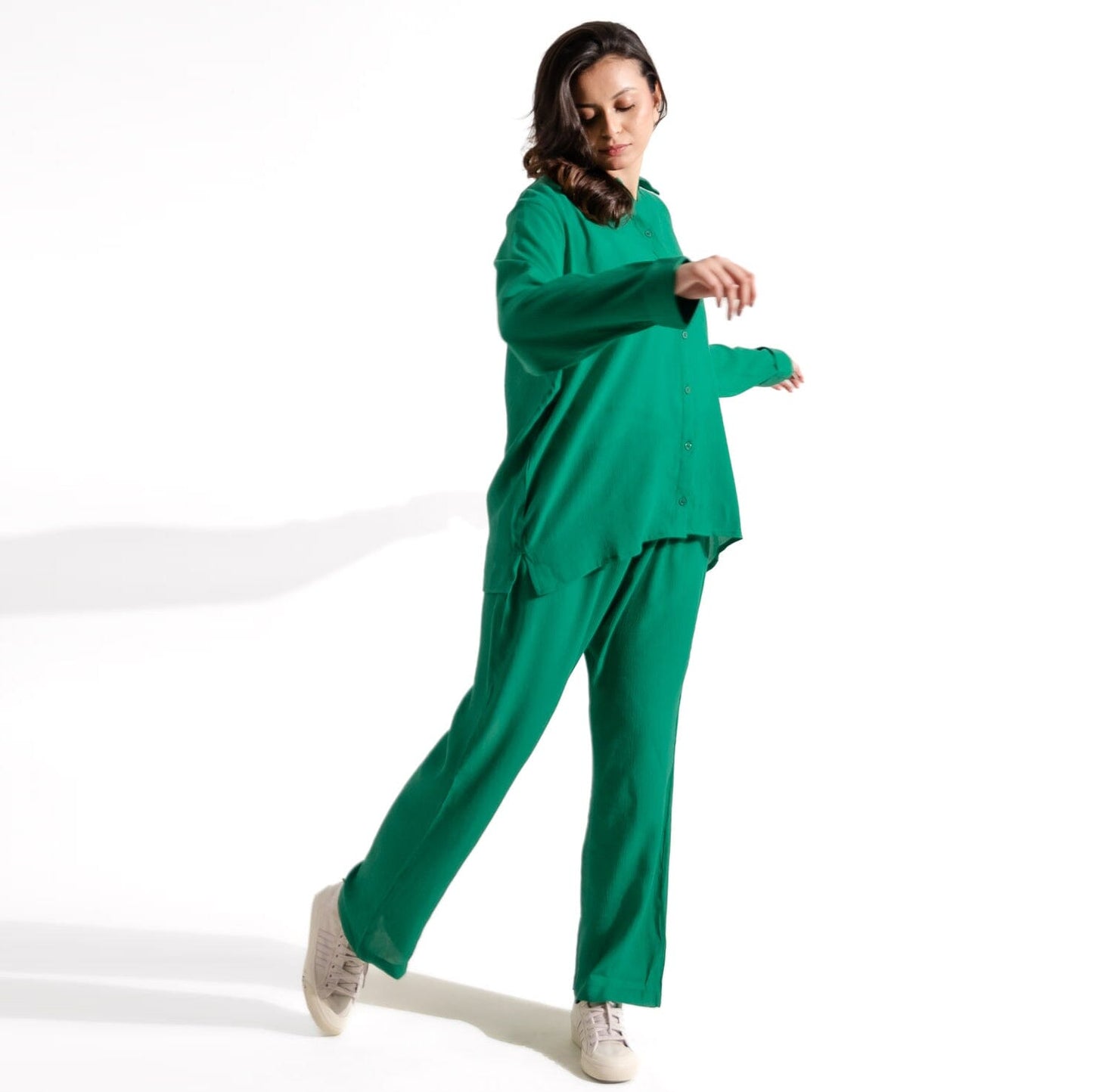 East West By Polo Republica Women’s Solid CO-Ord Set Women's Co Ord Set East West Green XS 