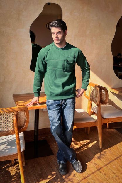 Polo Republica Men's Flap Pocket Raglan Sleeve Sweat Shirt