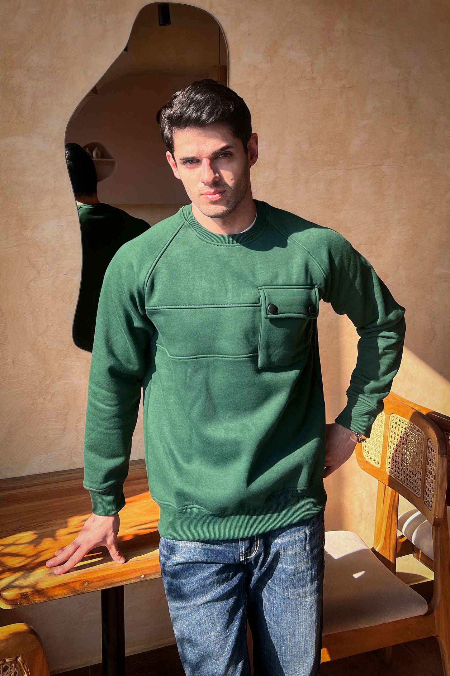 Polo Republica Men's Flap Pocket Raglan Sleeve Sweat Shirt