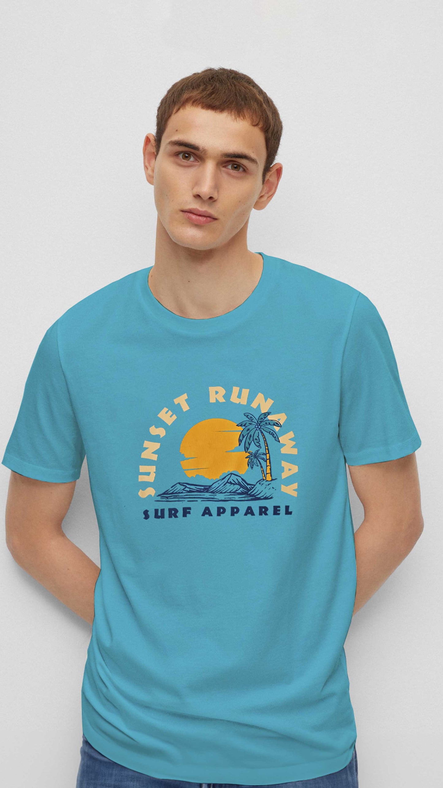 Polo Republica Men's Sunset Runaway Printed Crew Neck Tee Shirt