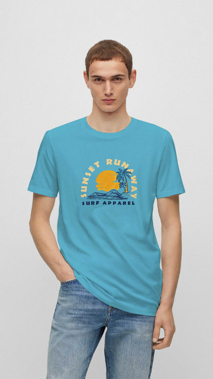 Polo Republica Men's Sunset Runaway Printed Crew Neck Tee Shirt