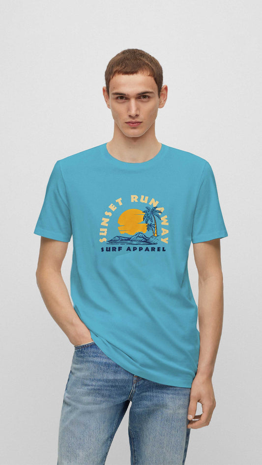 Polo Republica Men's Sunset Runaway Printed Crew Neck Tee Shirt