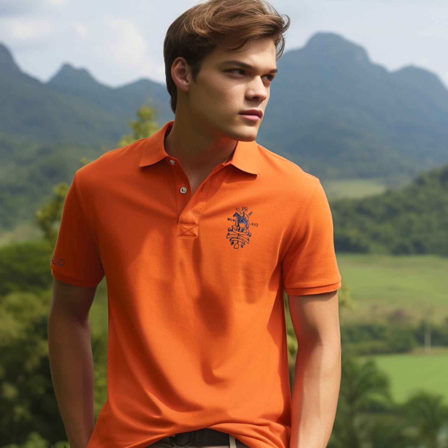 Polo Republica Men's Pony Polo Crest & 8 Embroidered Short Sleeve Polo Shirt