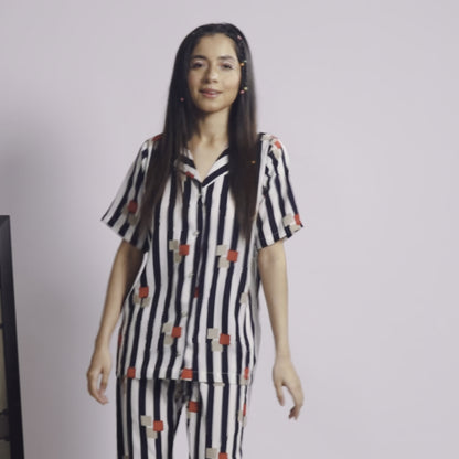 East West By Polo Republica Women's Striped Design Co-Ord Set