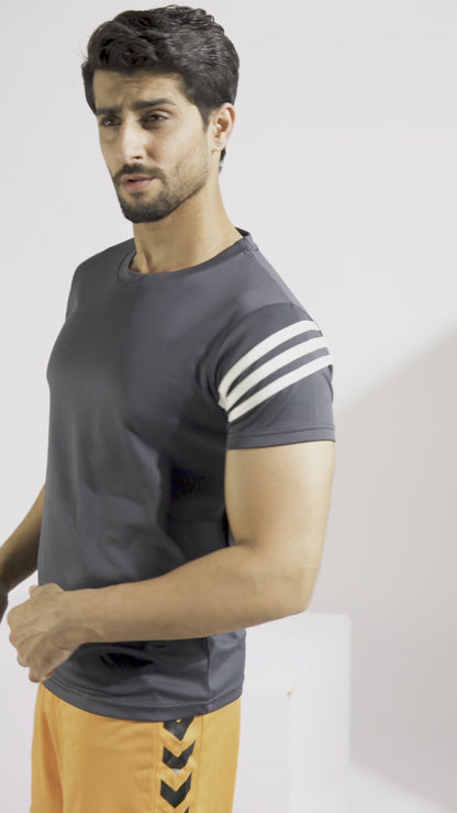 Polo Athletica Men's Shoulder Stripes Activewear Tee Shirt