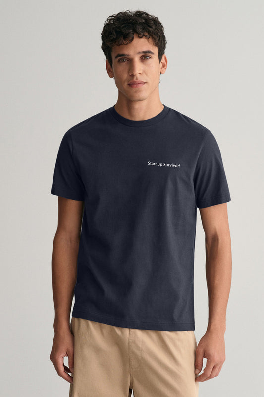 Men's Start Up Survivor Printed Crew Neck Tee Shirt