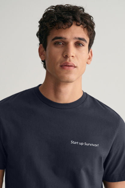 Men's Start Up Survivor Printed Crew Neck Tee Shirt