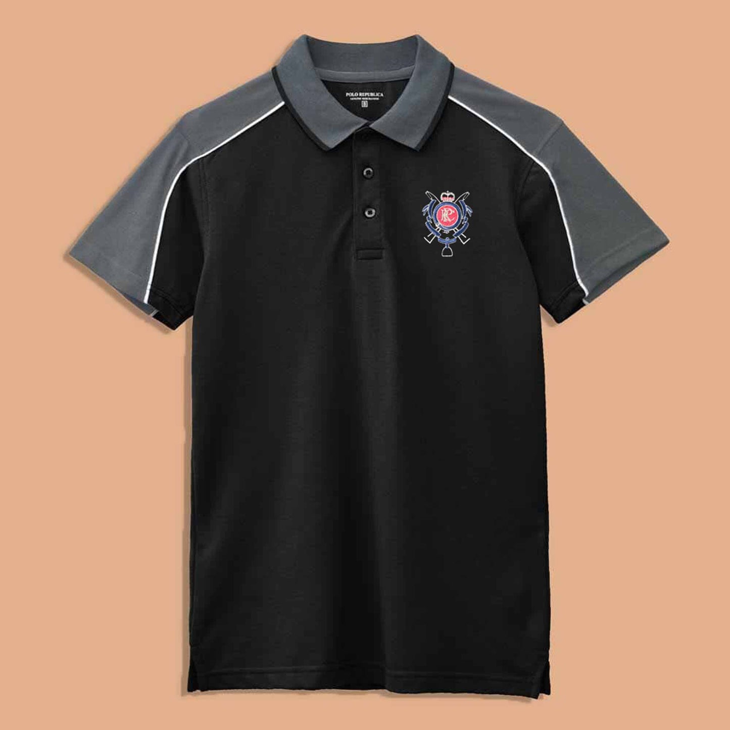 Polo Republica Men's PRC Crest Embroidered Contrast Panels Polo Shirt Men's Polo Shirt Polo Republica 