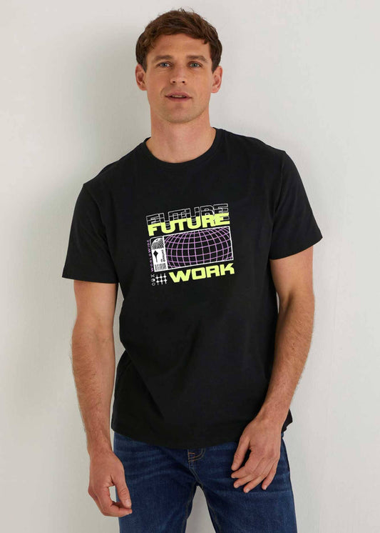 Polo Republica Men's Future Work Printed Crew Neck Tee Shirt Men's Tee Shirt Polo Republica Black S 