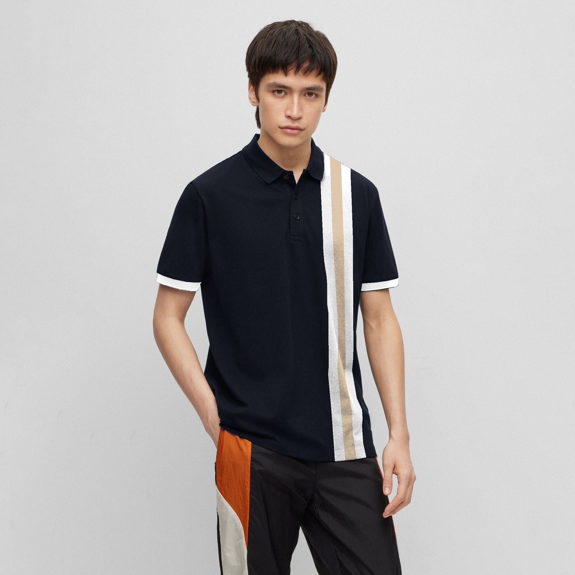 Polo Republica Men's Contrast Stripe Panel Polo Shirt