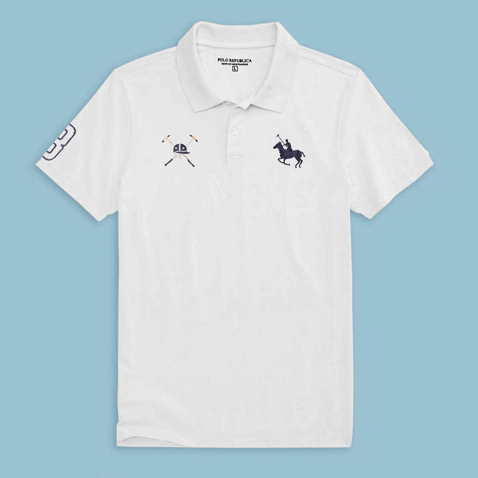 Polo Republica Men's Horse Rider & Mallet 8 Embroidered Short Sleeve Polo Shirt