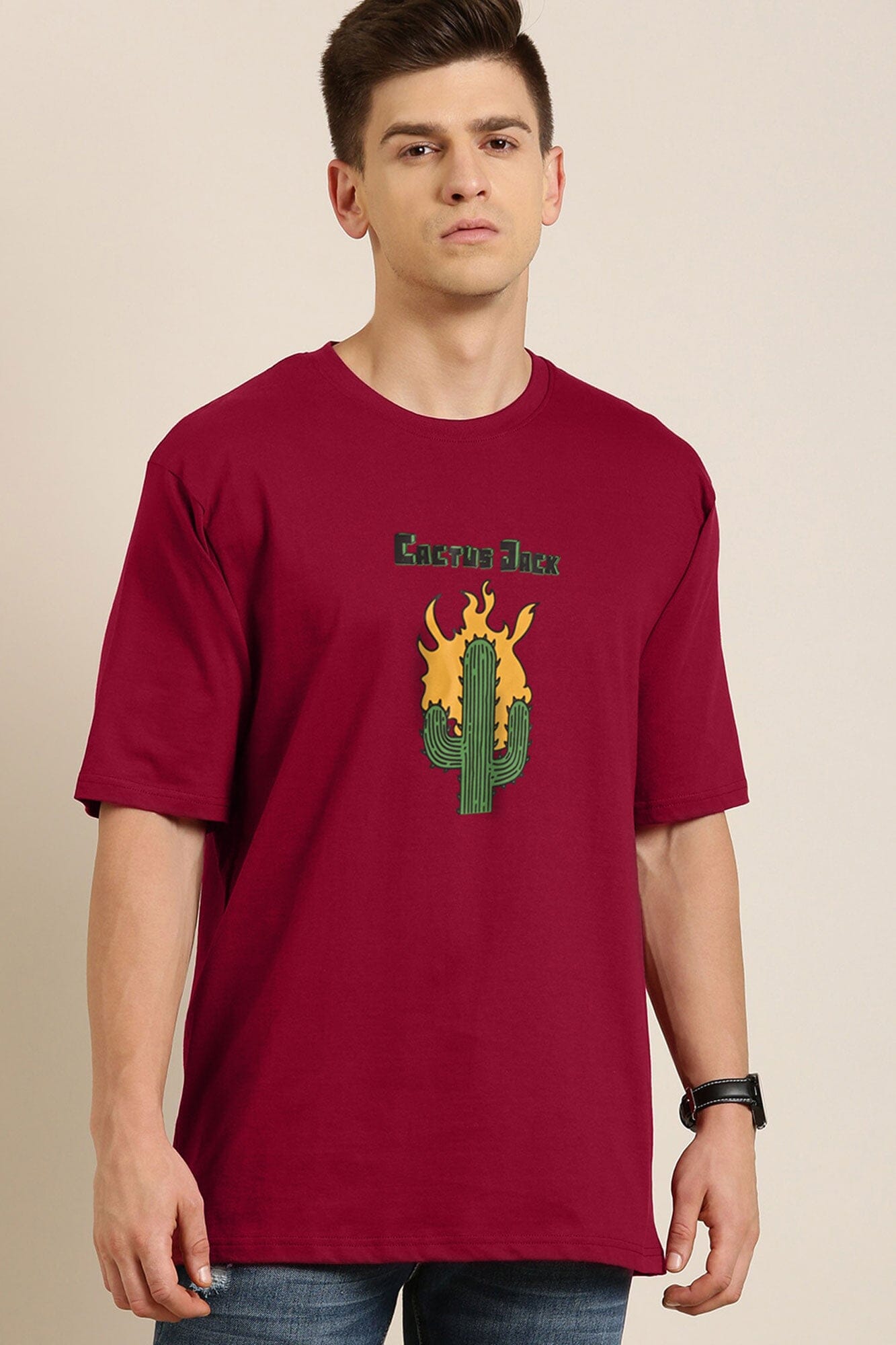 Polo Republica Cactus Jack Printed Crew Neck Tee Shirt Men's Tee Shirt Polo Republica Burgundy S 