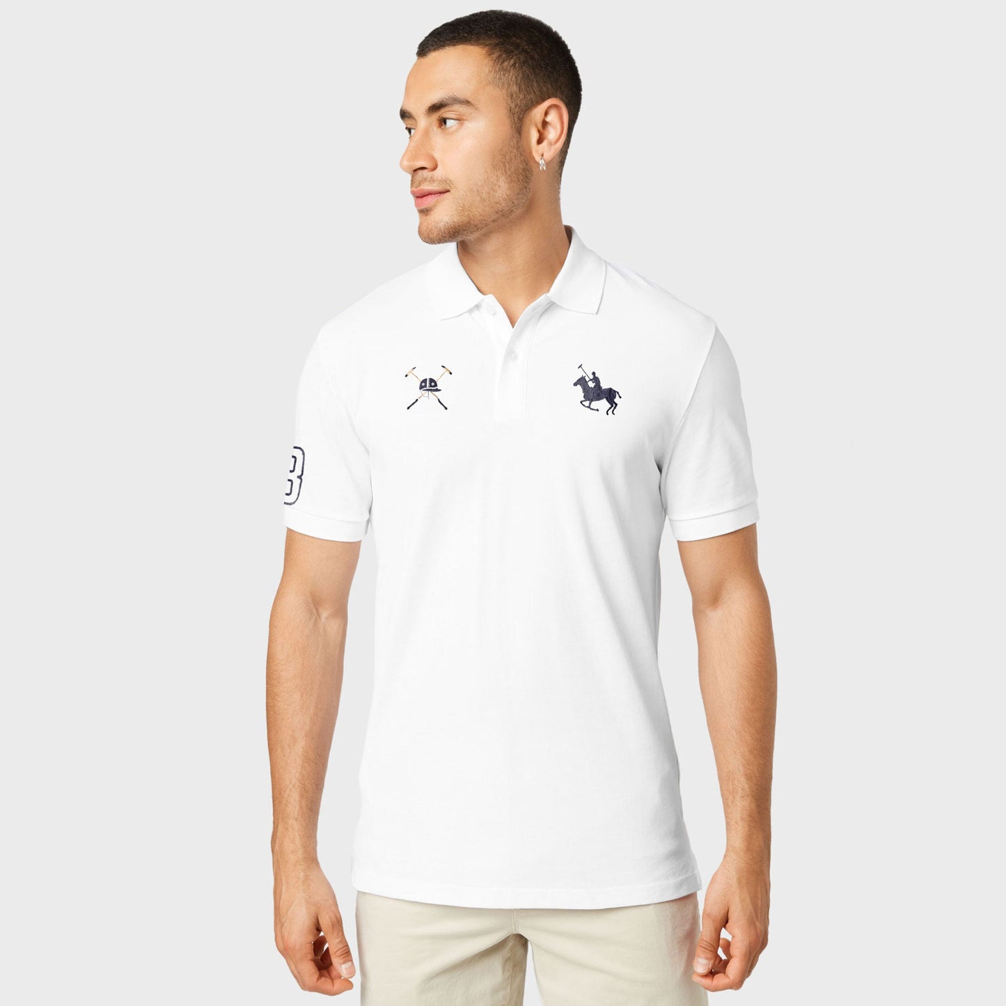 Polo Republica Men's Horse Rider & Mallet 8 Embroidered Short Sleeve Polo Shirt