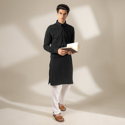 Polo Republica Knitted Pique Kurta with Button-Down Collars