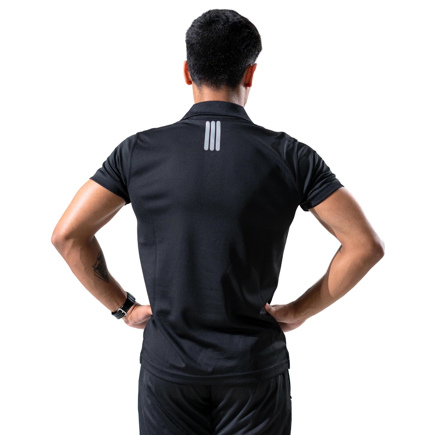 Polo Republica Men's Shoulder And Back Stripes Activewear Polo Shirt