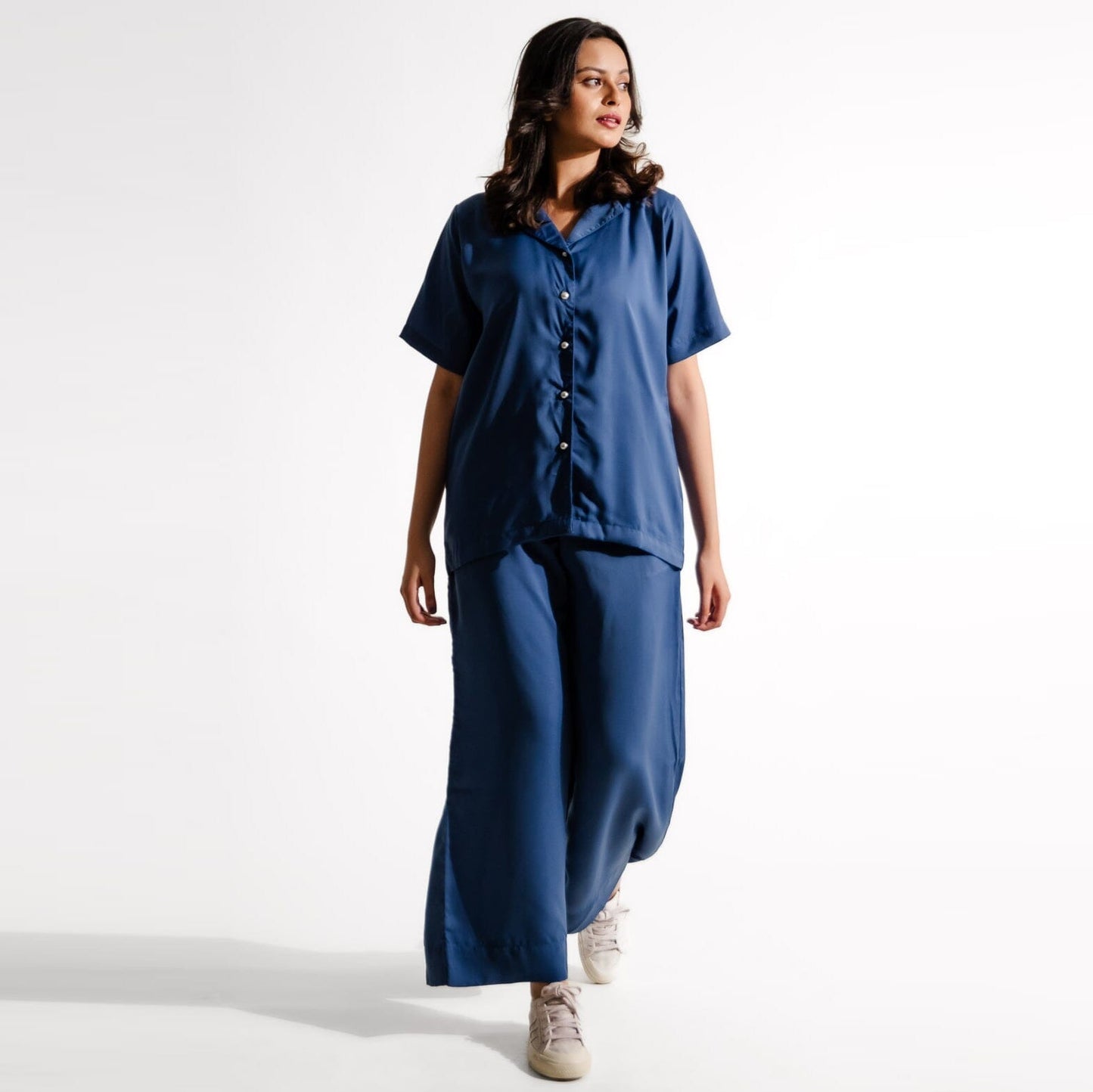 East West By Polo Republica Women's Solid Co-Ord Set Women's Co Ord Set East West Navy Blue XS 