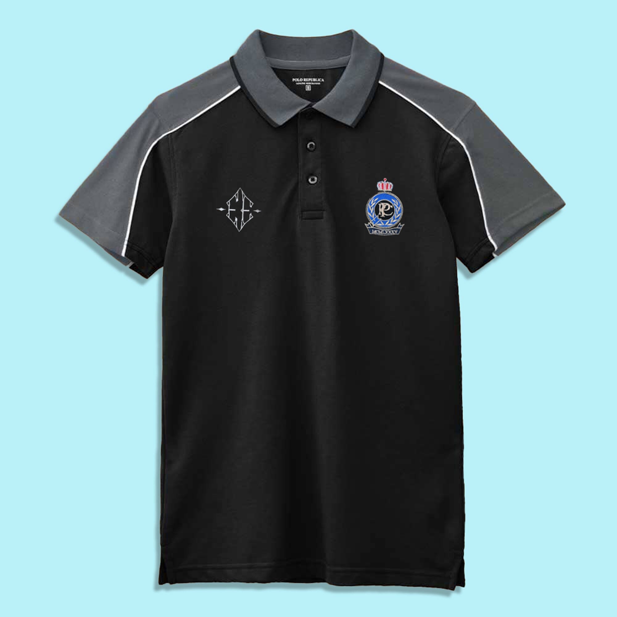 Polo Republica Men's PRC Crest & EE Embroidered Contrast Panels Polo S