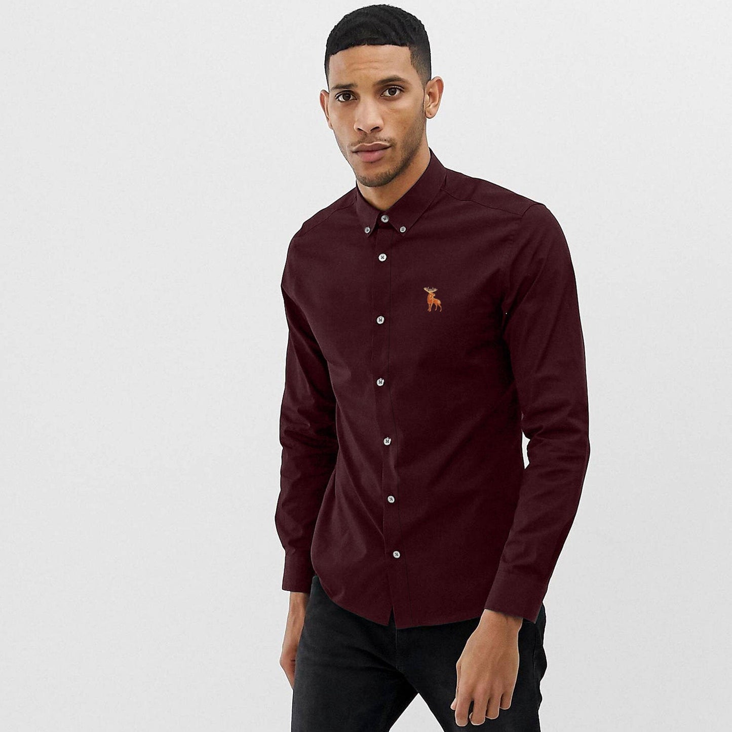 Polo Republica Men's Moose Embroidered Premium Casual Shirt Men's Casual Shirt Polo Republica Maroon S 