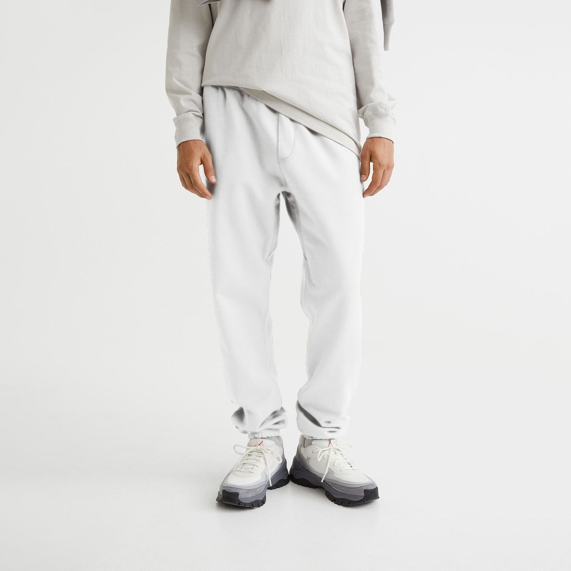 White discount terry joggers