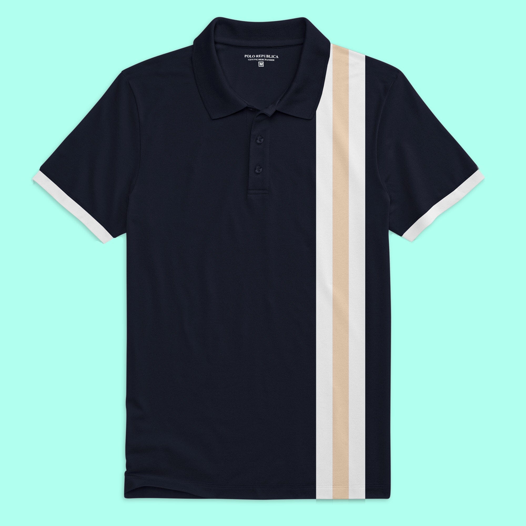 Polo Republica Men's Contrast Stripe Panel Polo Shirt