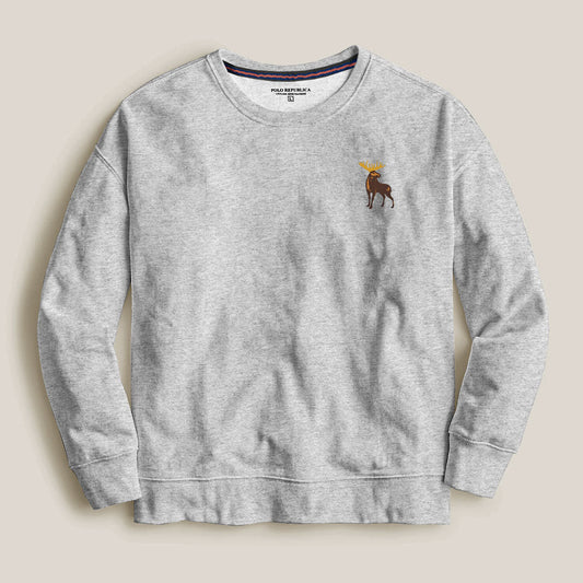 Polo Republica Men's Moose Printed Fleece Sweat Shirt Men's Sweat Shirt Polo Republica Heather Grey S 