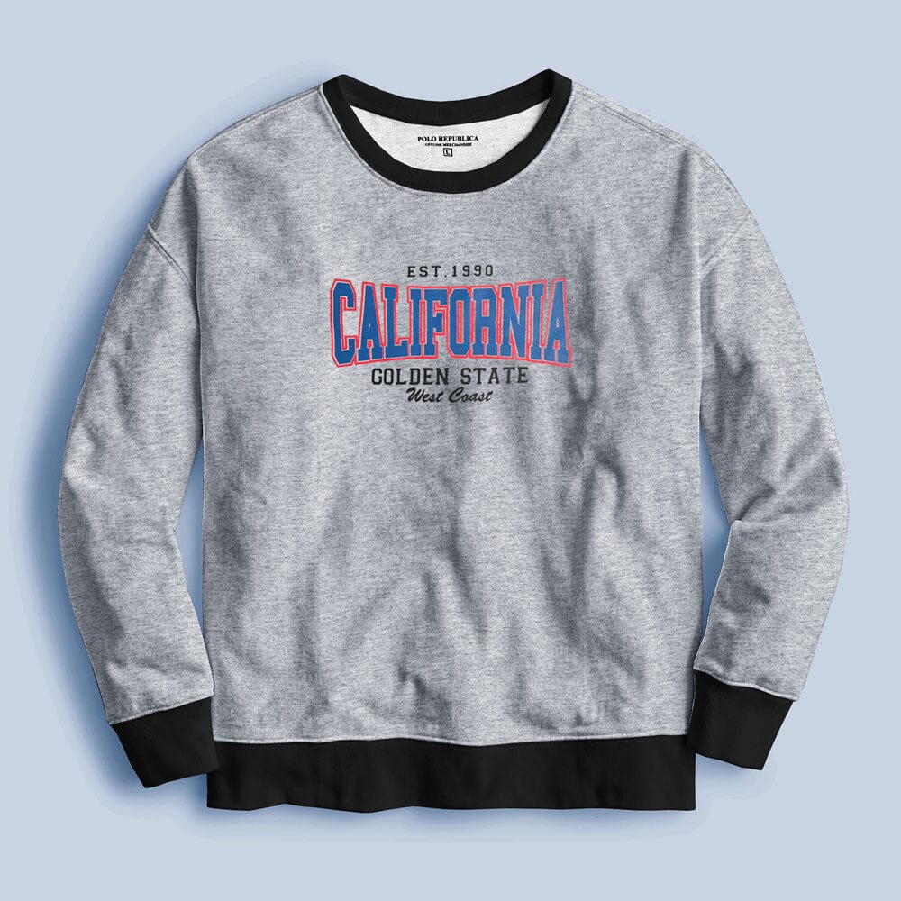 Polo Republica Men's California Printed Fleece Sweat Shirt Men's Sweat Shirt Polo Republica Heather Grey S 